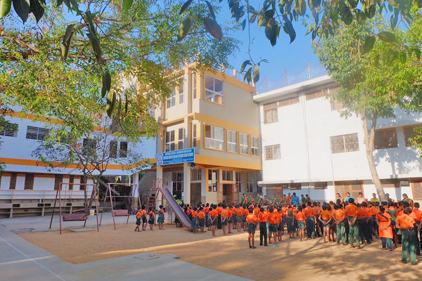 Front of main school building: